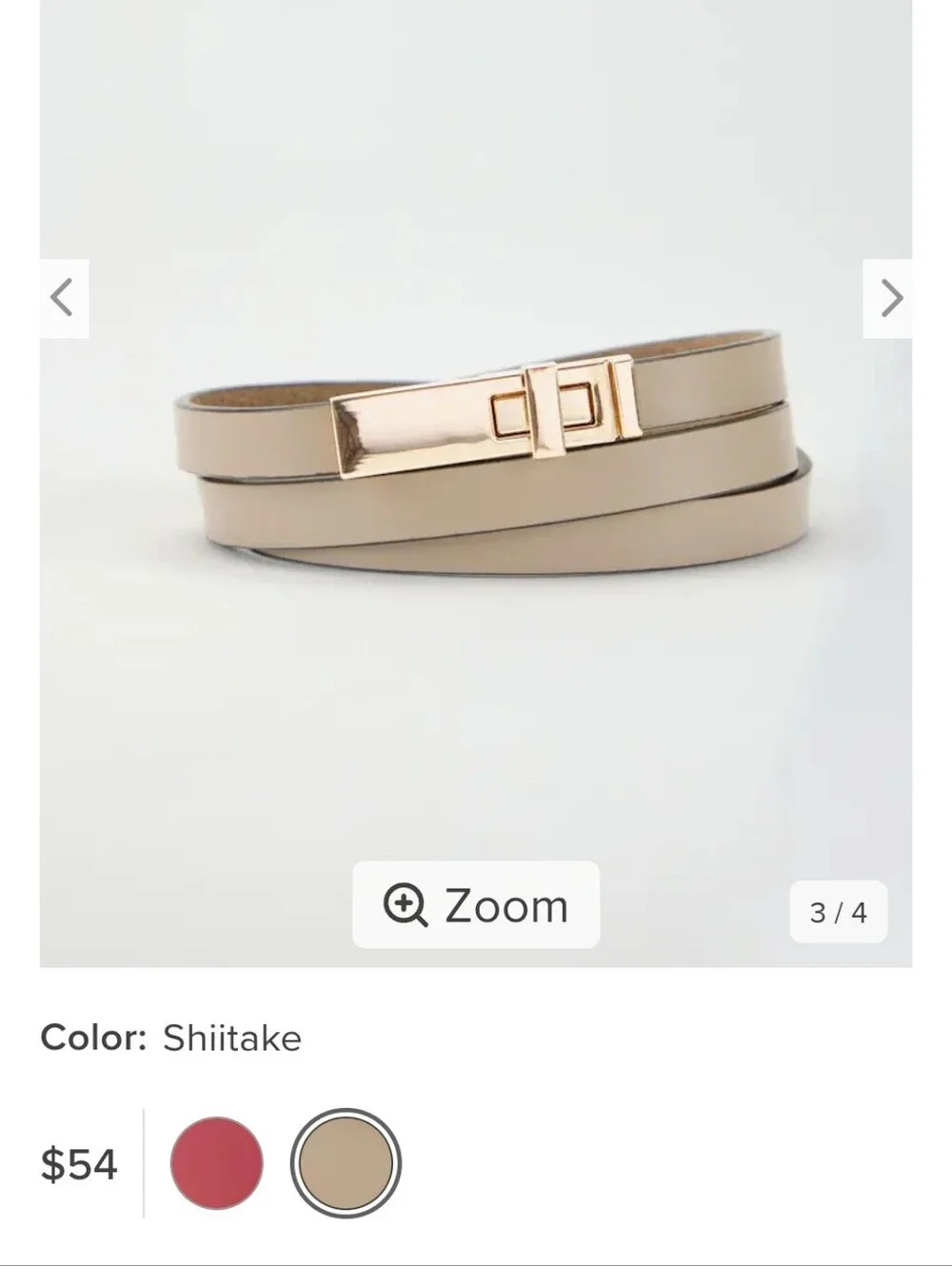 J. Jill Neutral Shitake Adjustable Belt with Gold Buckle, M/L, NWT